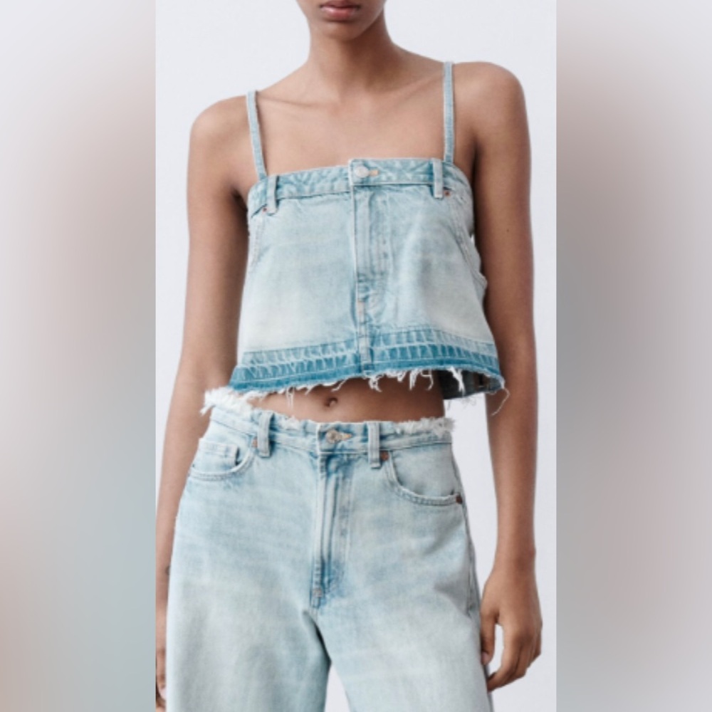 ZARA NWT DENIM CROP TOP